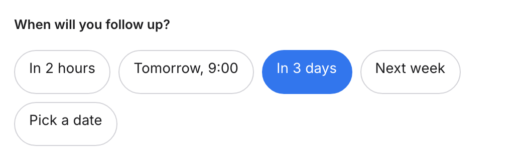 Step 1: the when row, with In 3 days selected