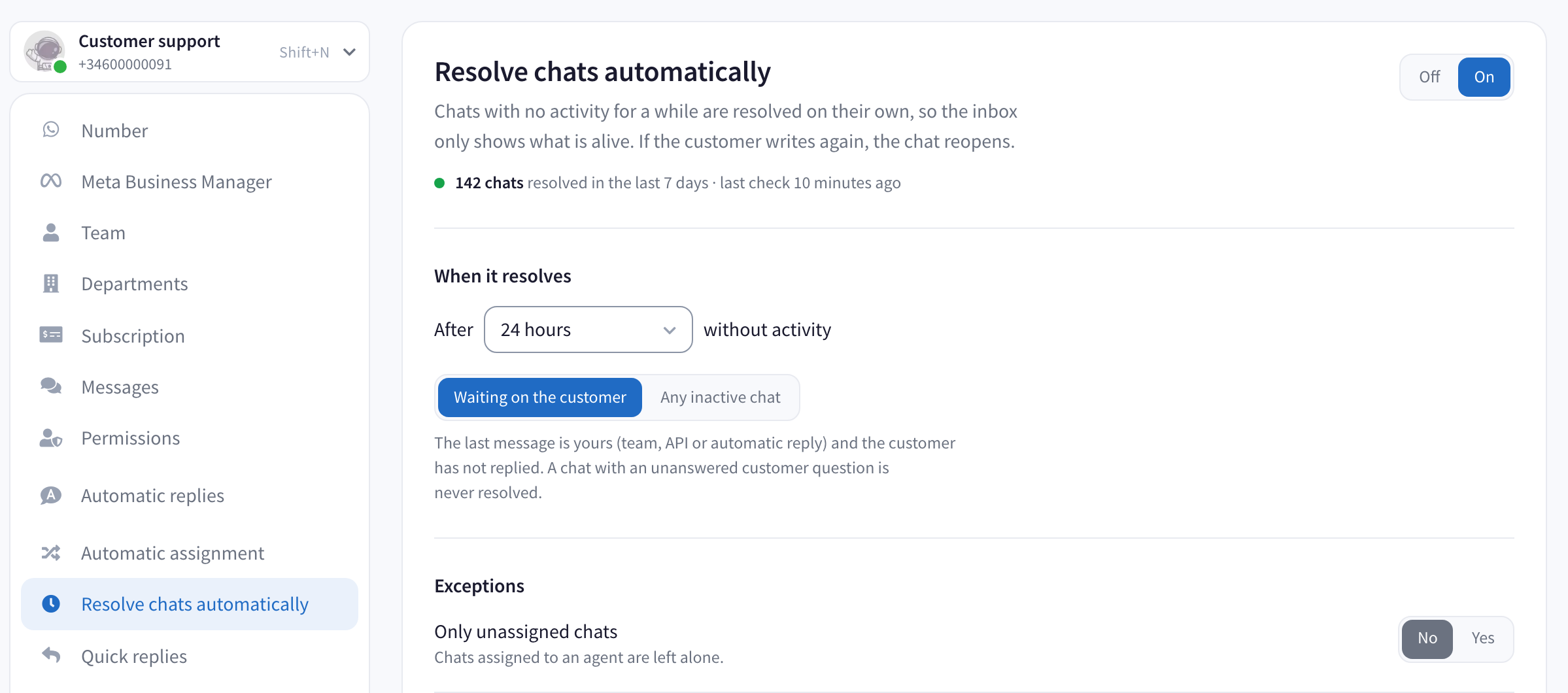 Keep WhatsApp callback promises open while quiet chats close