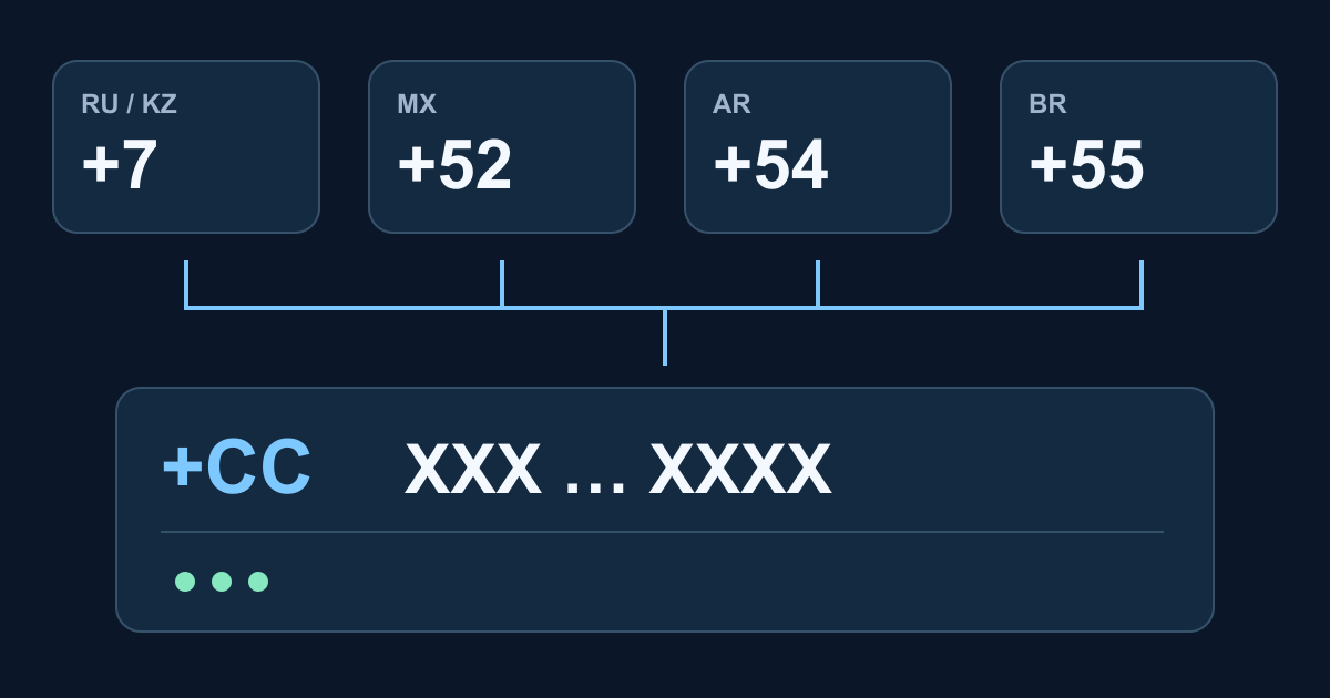 WhatsApp country codes and international number format