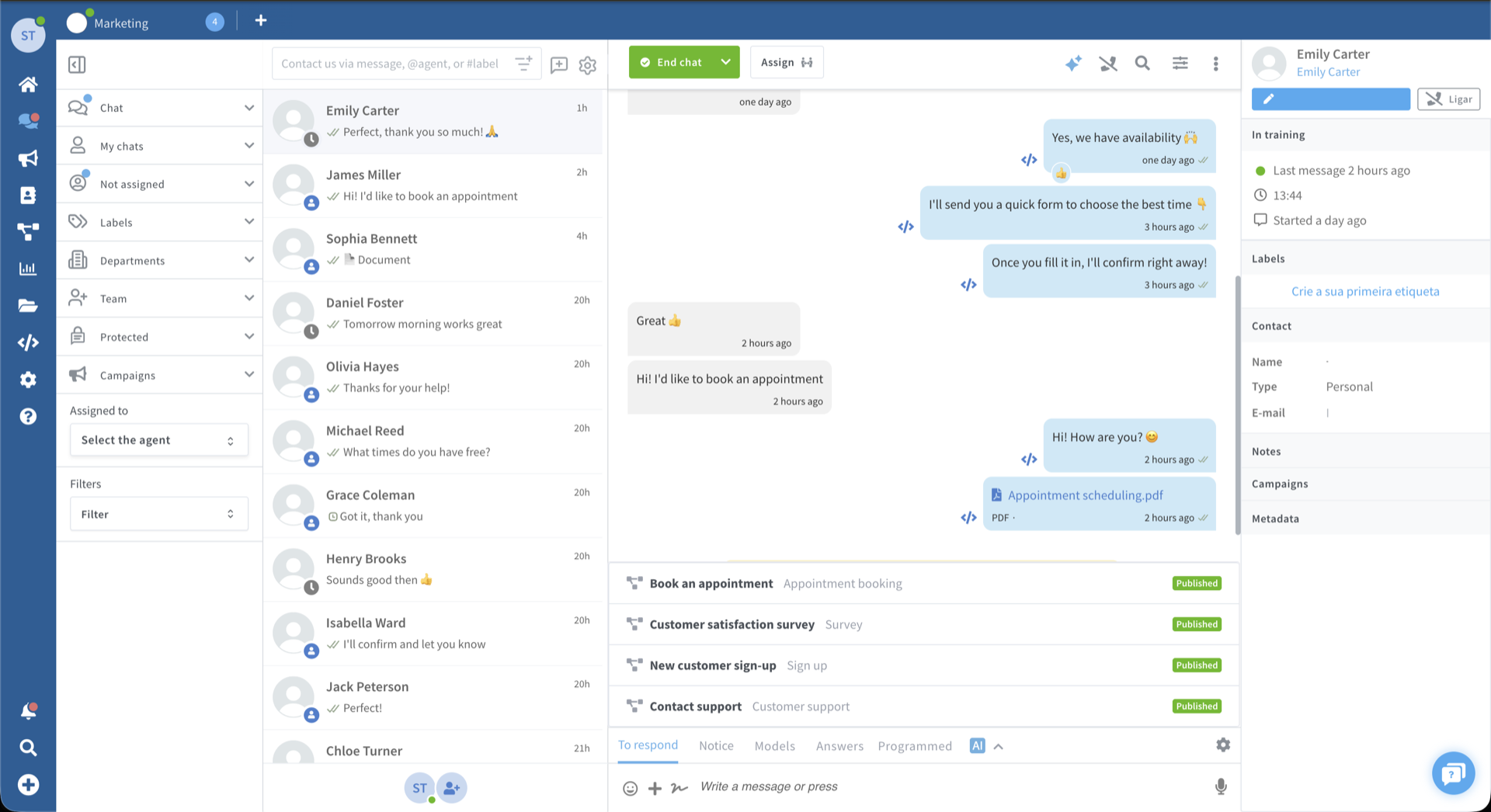 Un formulaire WhatsApp Flow qui s'ouvre à l'intérieur d'une conversation